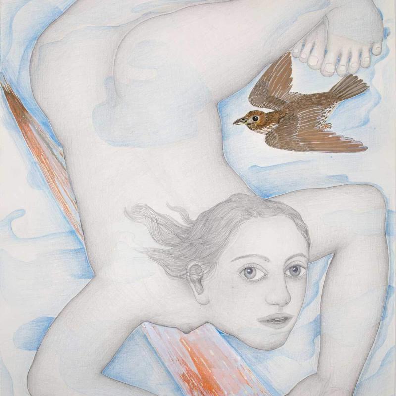 Luchtruim, potlood en gouache op papier, 57 x 38 cm., 2022