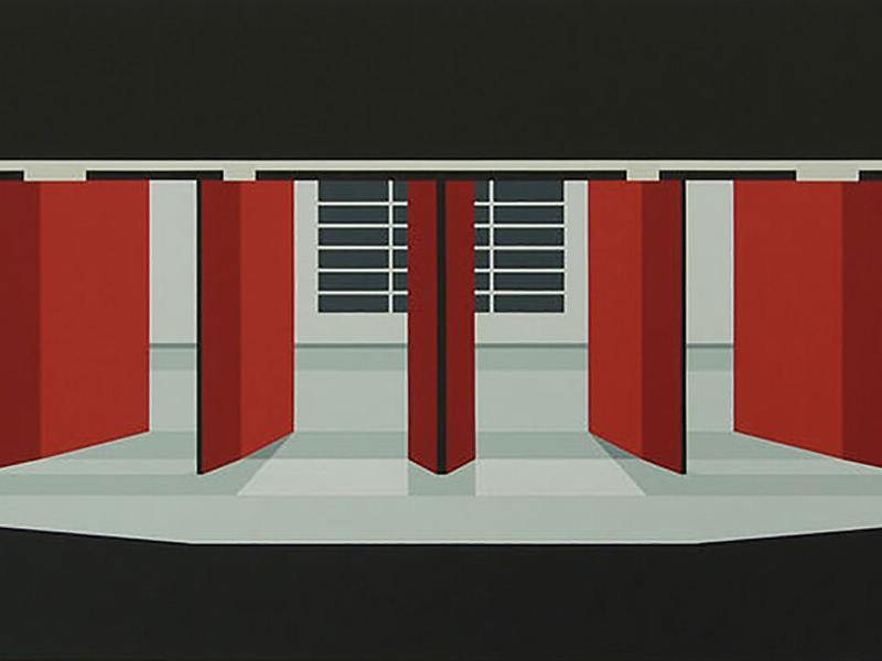 u bahn olympia, 80 x 220 cm, acryl op linnen, 2019