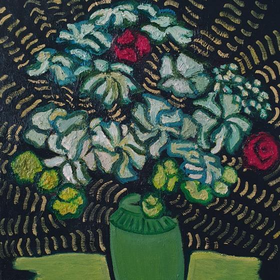 Zonder titel (flower 2), Olieverf op doek, 50 cm x 40 cm, 2020