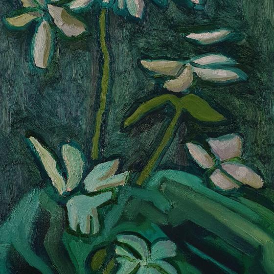 Zonder titel (flower 3), Olieverf op doek, 40 cm x 30 cm, 2020