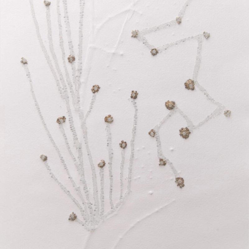 A.G., 2020, 50 x 32,5 x 0,3 cm, Glasparels op reliefdruk