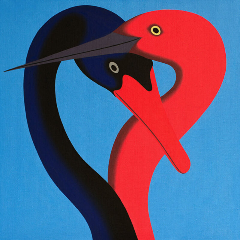 Two birds, Olieverf op doek, 40 x 40 cm, 2021