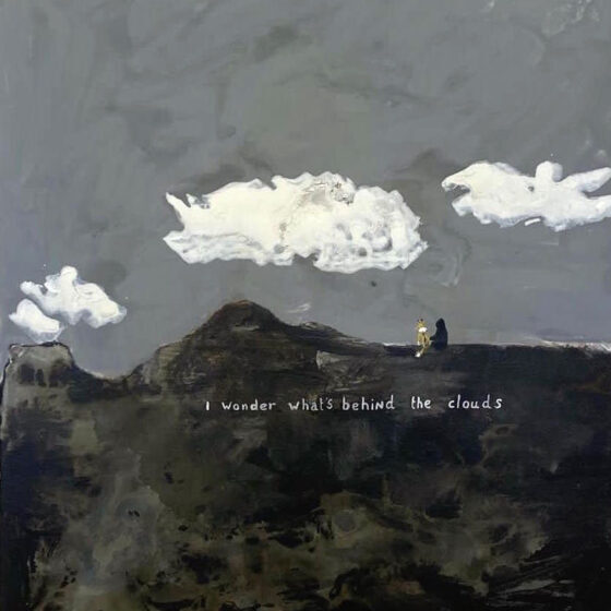 I wonder what's behind the clouds, 60 x 50 cm, acrylverf op doek, 2021