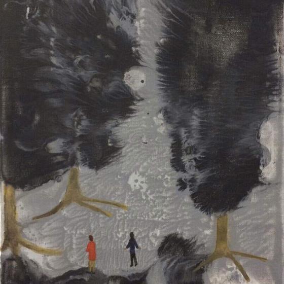 In the Woods, 2021, 30 x 24 cm, gemegde techniek op doek