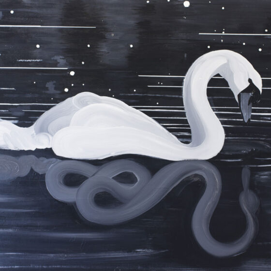 Swan & Snake, 122 x 180 cm, acryl op paneel, 2022