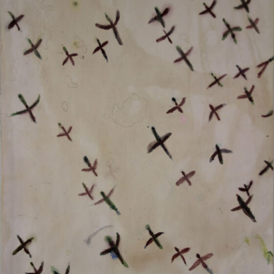 vogels boven de Maas waterverf op papier 21-29.5 cm.