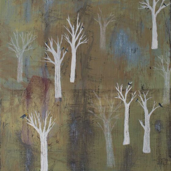White trees, Olieverf op doek, 26 x 22 cm., 2023