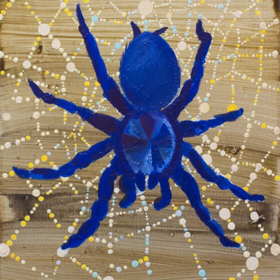 Blue spider, acryl op linnen, 40 x 50 cm, 2022-2023