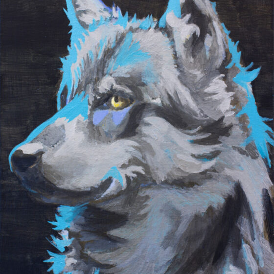 Two tear wolf, acryl op linnen, 40 x 50 cm, 2022-2023