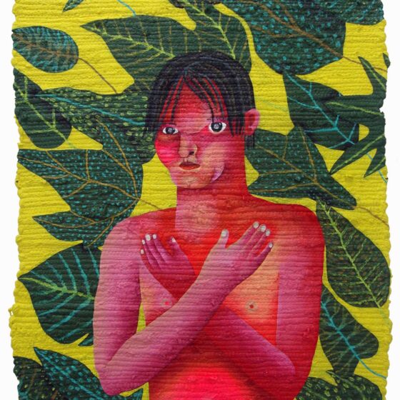 niccolo, acryl en lapjes-tapijt op canvas, 115 x 75 cm., 2014