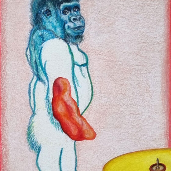 Mind Your Step, (kleur)potloden  en stift op papier, 14,8 x 21 cm., 2022