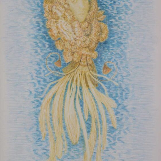 vogel van god 2, 50 x 90 cm., potlood op papier, 2023