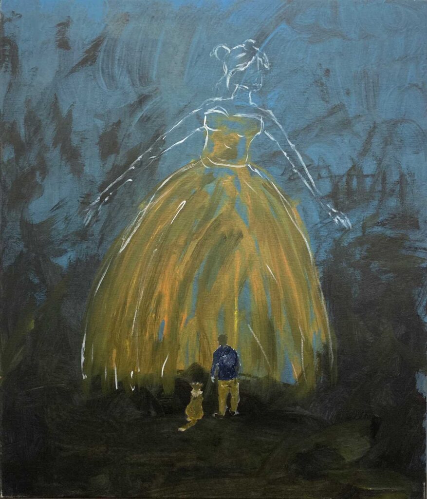Yellow dress, 70 x 60 cm., acrylverf op doek, 2023