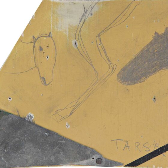 Tarsalia, constructie potlood / lood / paneel, 15 x 18 cm., 2024