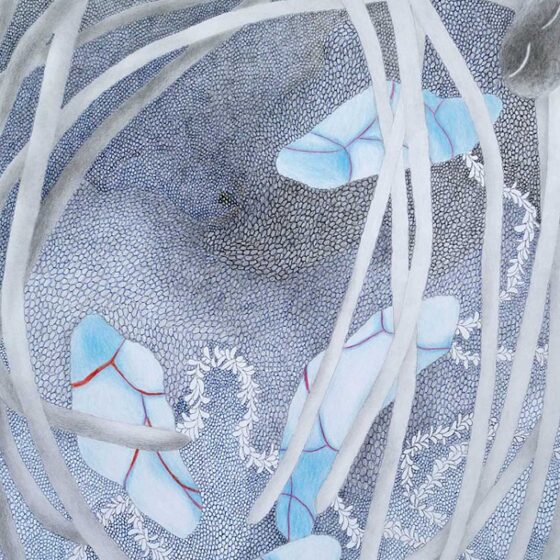 Future dream weavings, 2024, 70 x 50 cm., Potlood en inkt op papier