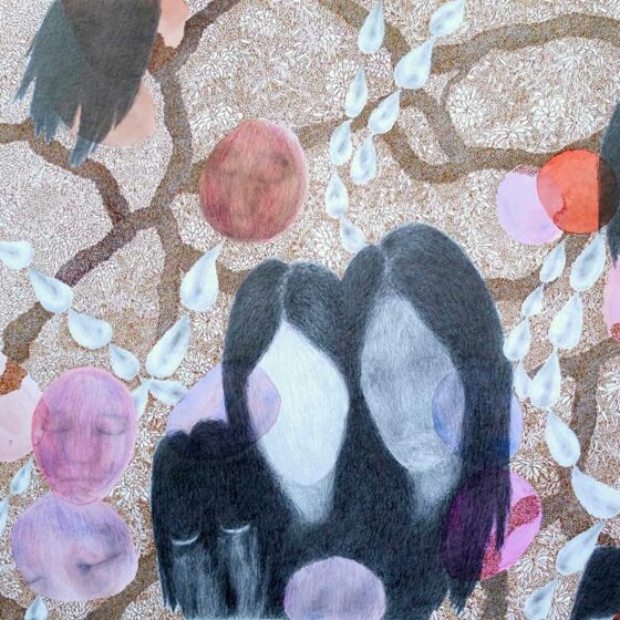 The opening of the egg, 2024, 50 x 70 cm., Potlood, inkt en aquarel op papier