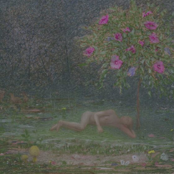 Hessel Miedema, In het bos, 81 x 111 cm., pastel op papier