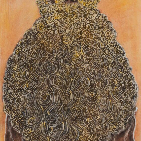 Peter Miedema, kattenbaard, 2024, 50 x 40 cm., gemengde technieken
