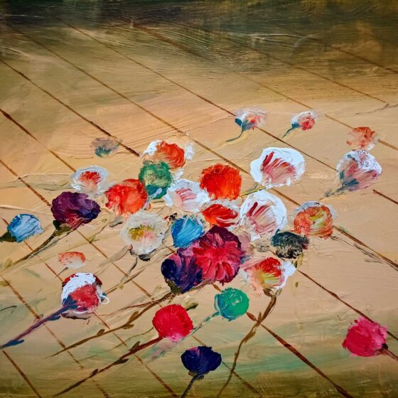 'After the show’, 2025, 50 x 70 cm., acryl linnen
