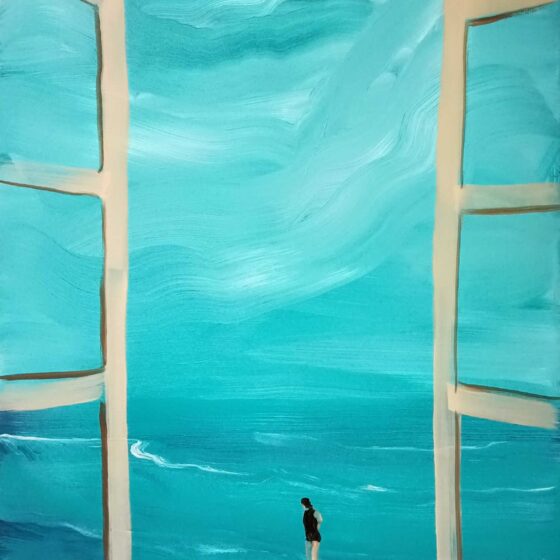 'Looking out for you’, 2025, 90 x 60 cm., acryl linnen